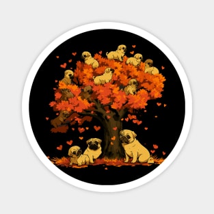 Adorable Pug Puppies & Heart Tree Tee Cute Dog Lover's T-Shirt Magnet